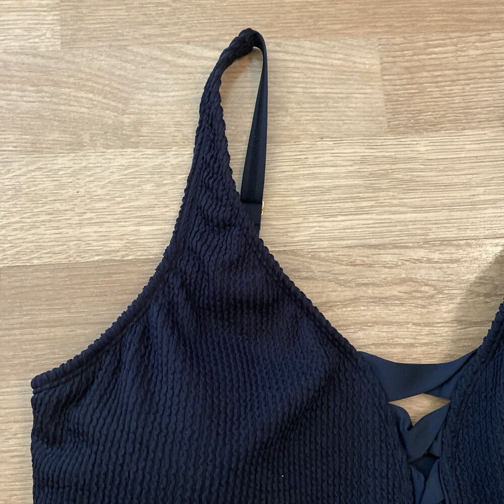 Bleu Rod Beattie Plus Size Pucker Up Lace Down Ribbed Swimsuit Size 18W NWT $135 - Picture 5 of 8